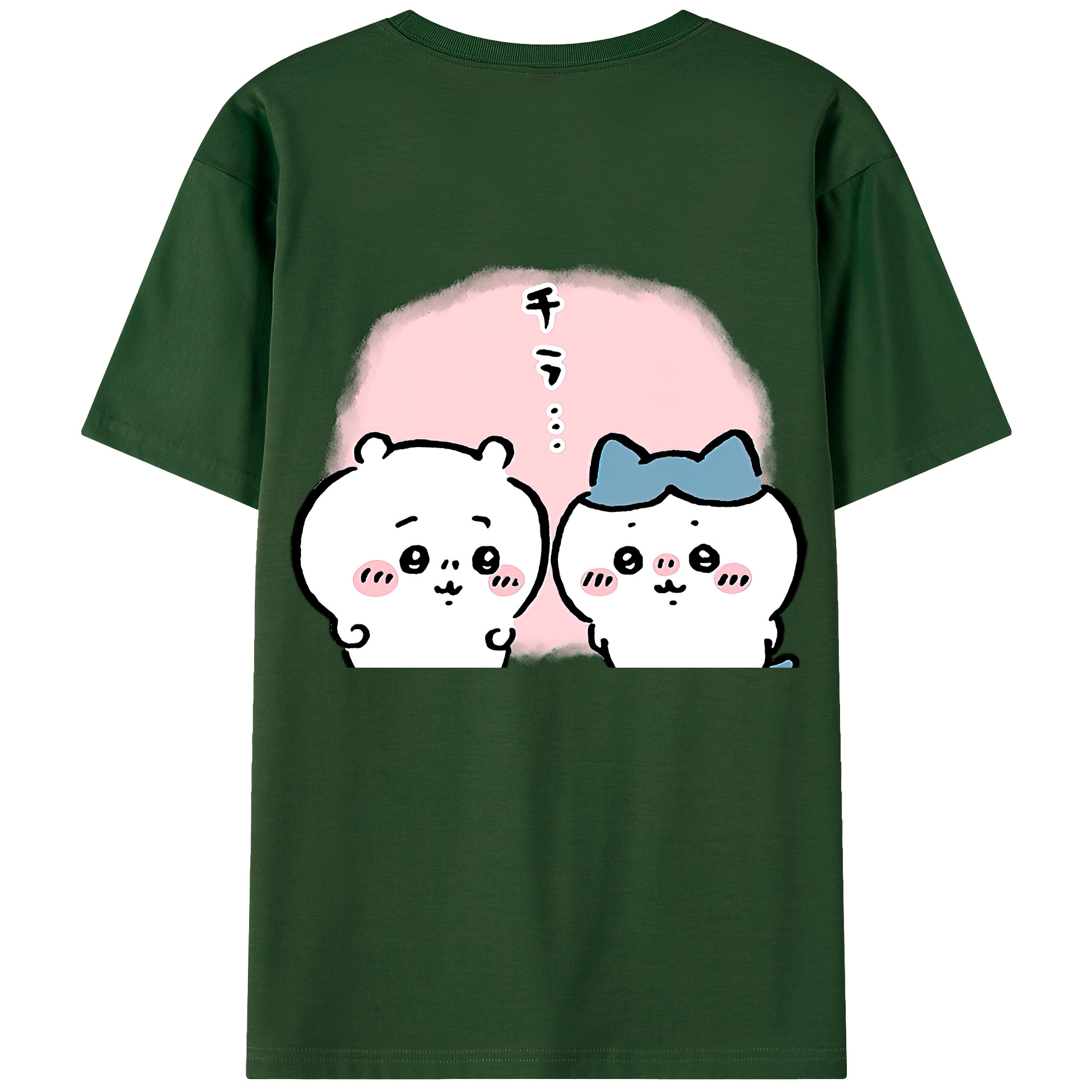 （画像用） ちいかわ ハチワレ Chii-kawa hachiware 綿100％半袖Tシャツ（背面プリント）